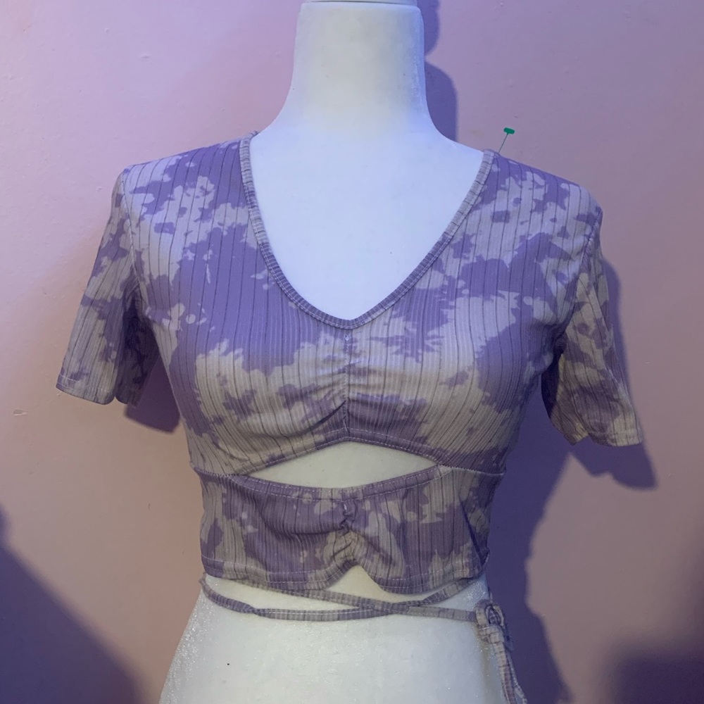 Pretty Little Thing Purple Tie Dye Crop Top